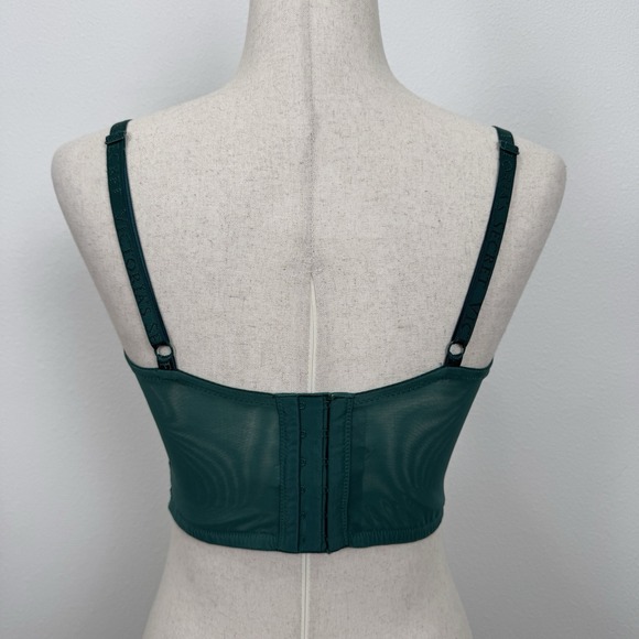 Victorias Secret Bra Womens 36D Green Lace Corset Underwired Boning Coquette - Picture 11 of 16